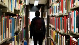 school student in library