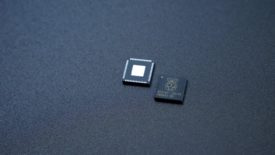 semiconductor chip on blue background