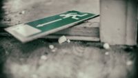 Fallen down exit sign