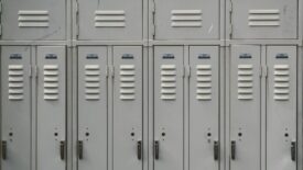 gray metal lockers