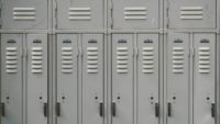 gray metal lockers