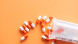 pills on orange background