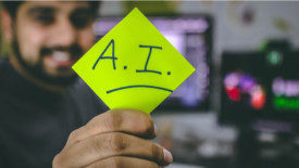 AI written on a post it note