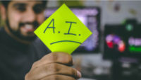 AI written on a post it note