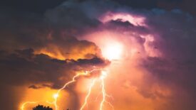 lightning in colorful clouds