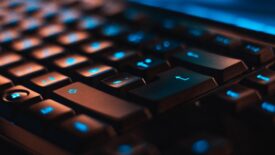 keyboard with blue lights