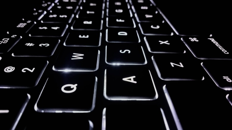 laptop keyboard with white lights