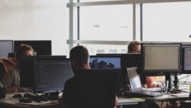 people working in shared office