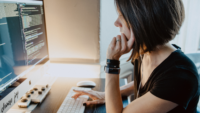 Woman working at computer