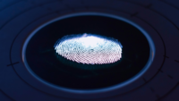 Glowing fingerprint with dark background