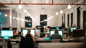 Office with workers on computers