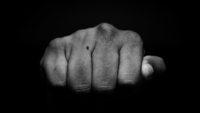 Fist in black and white