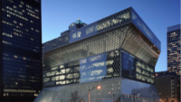 Central Library exterior at night