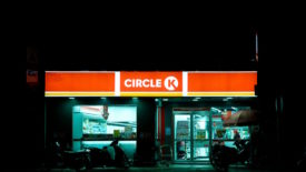 Circle K gas station at night.