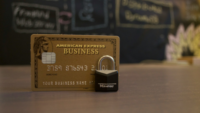 Business credit card behind lock