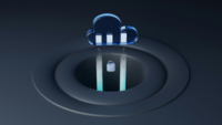 Padlock icon pointing to cloud