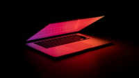 Pink and orange laptop