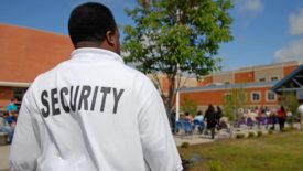 Security guard patrolling school