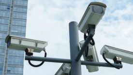 surveillance cameras on poll