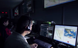 Workers Monitor Hurricane Harvey