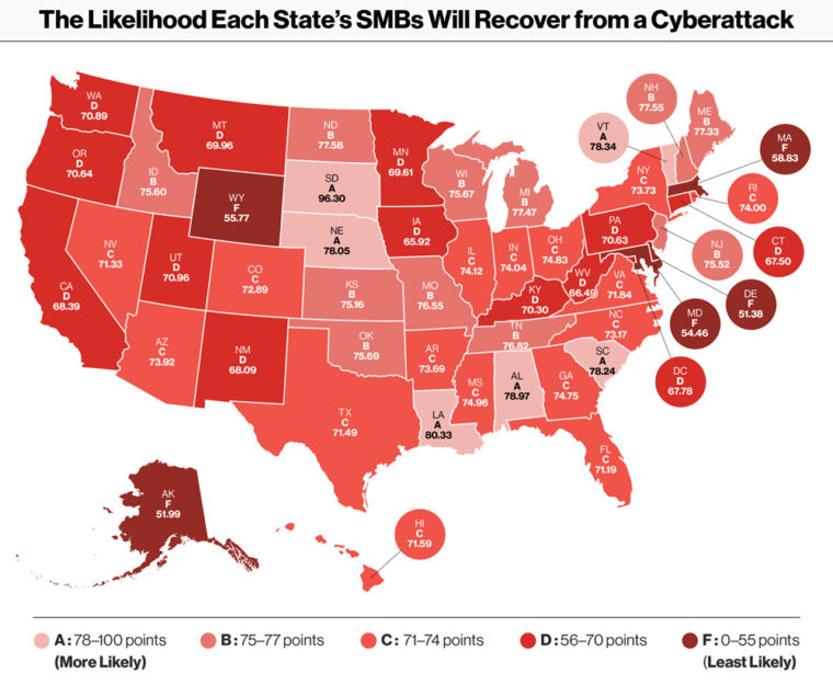 Top US states least likely to go bankrupt after a cyberattack | 2020-12 ...